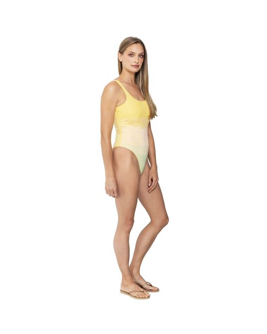 Self-Adore Yellow Ombre Hand-Beaded Embellished One-Piece Swimsuit