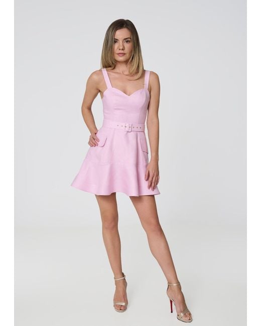 GIORGIA LUCASI Purple Linen Mini Dress With Ruffle Hem