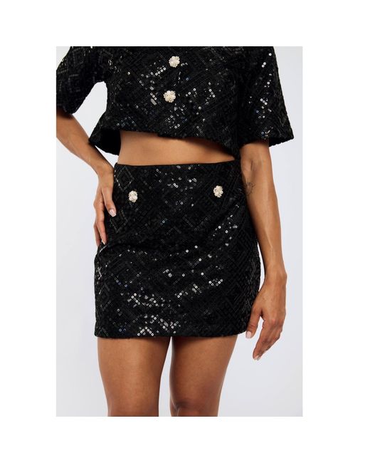 International Appeal Black Sequin Co-Ord Crop Shirt