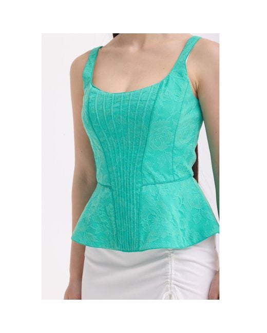 Georgette Blue Aqua Lace Corset Top