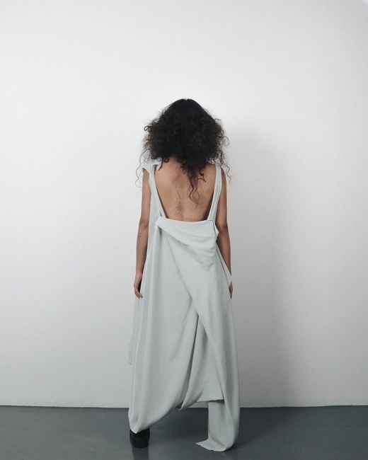 SAHAR JABERIAN White Draped Wrapped Crepe Dress