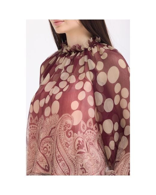 Georgette Brown Polka Dot Paisley Blouse