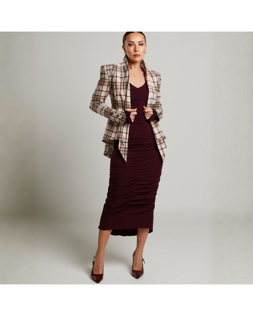 LIZ SKORSIS Purple Viva Scoop Neck Ruched Dress