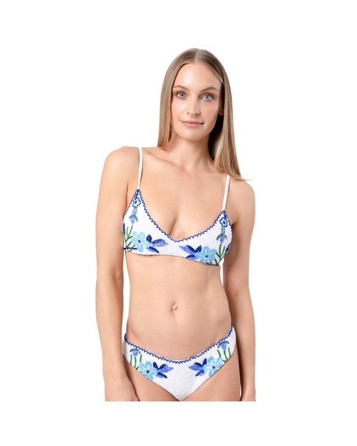 Self-Adore Blue Euro Summer Hand-Beaded Embellished Bikini Top