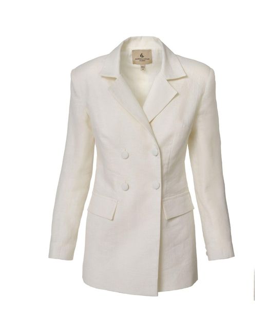 GIORGIA LUCASI White Ivory Linen Tailored Suit With Cut-Out Back