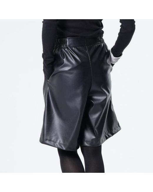 Metamorph Black Vegan Leather Bermuda Shorts