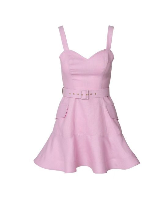 GIORGIA LUCASI Purple Linen Mini Dress With Ruffle Hem