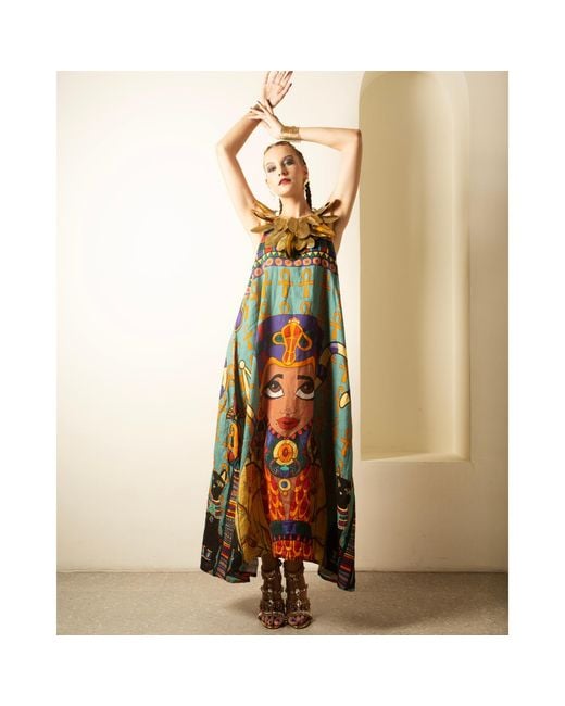 A.nty Story Blue Flowing Sleeveless Maxi Dress