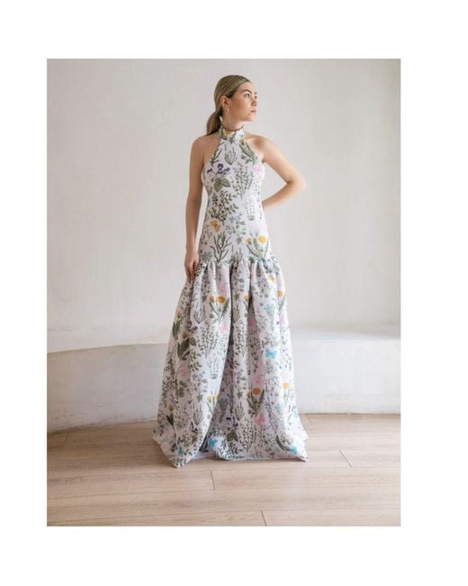 Ashley Stambouli Metallic Garden Dress