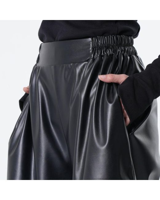 Metamorph Black Vegan Leather Bermuda Shorts