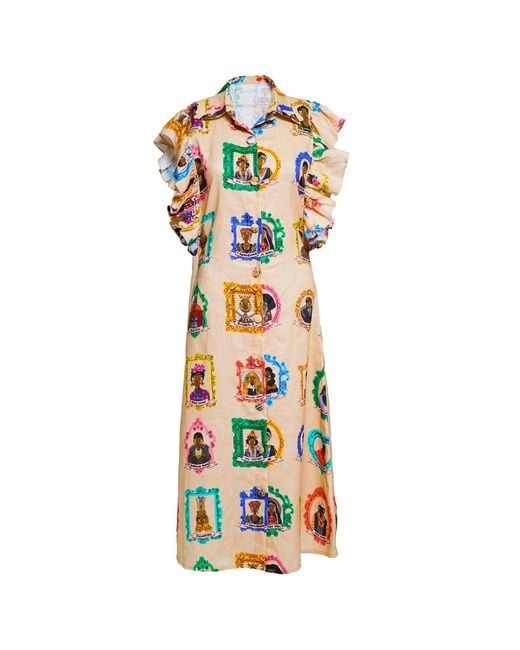 A.nty Story Multicolor Sleeveless Collared Midi Dress