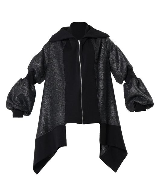 Women's Black Extravagant Asymmetrical Metallic Cardigan