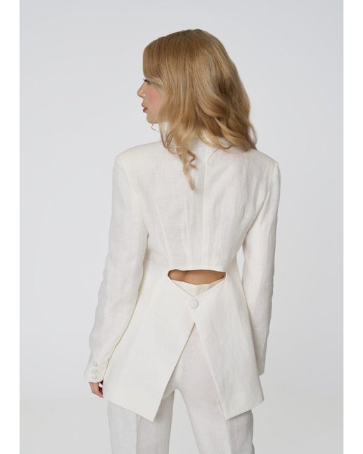 GIORGIA LUCASI White Ivory Linen Tailored Suit With Cut-Out Back