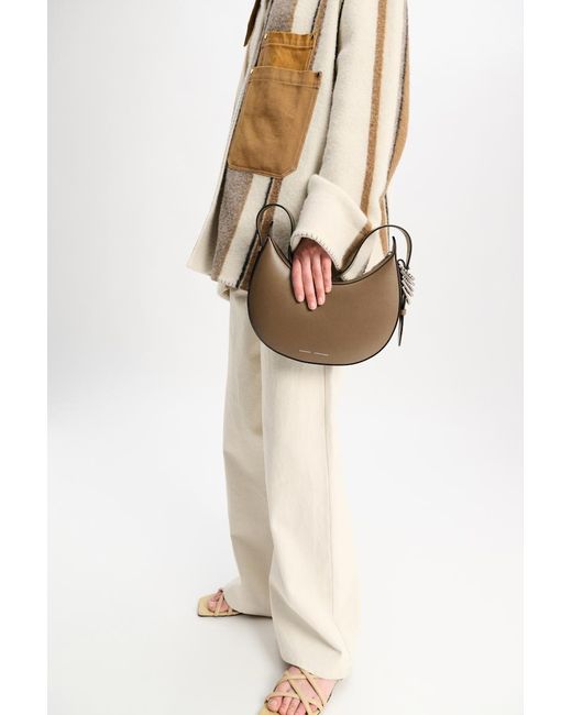 Dorothee Schumacher White Half Moon Bag In Soft Calf Leather With D-ring Hardware