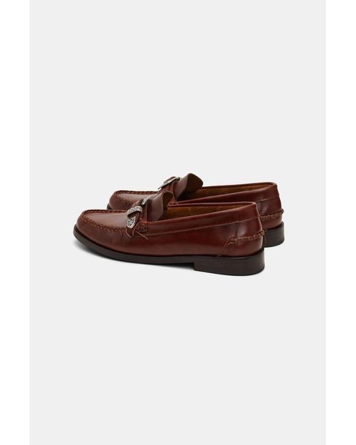 Dorothee Schumacher Brown Calfskin Loafers With Hand Stitching And Western Buckle