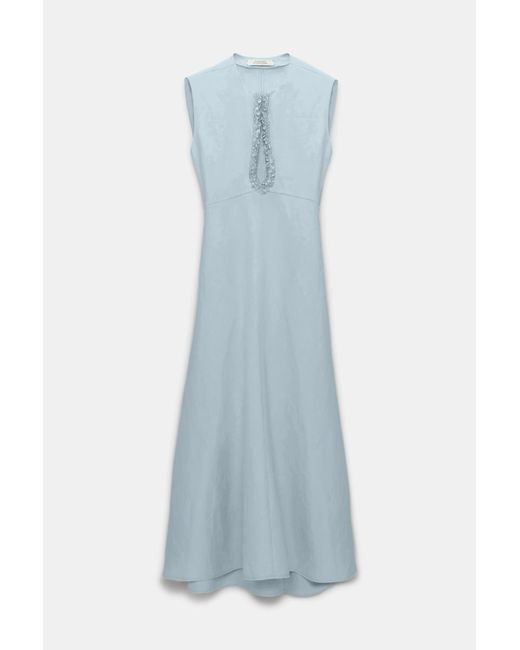 Dorothee Schumacher Blue Kleid aus Leinenmix mit Embroidery