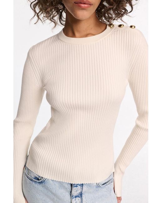 Dorothee Schumacher White Wool-Silk Blend Ribbed Pullover