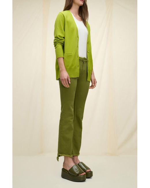 Dorothee Schumacher Green Flared Ankle Jeans With Cutoff Hem