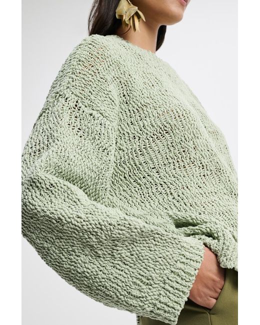 Dorothee Schumacher Green Textural Open Knit Cotton Pullover