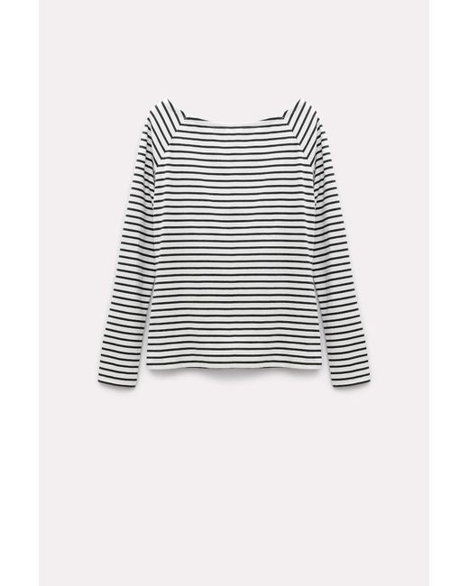 Dorothee Schumacher White Embroidered Striped Top With A Bateau Neckline