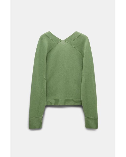Dorothee Schumacher Green Wool-cashmere V-neck Cardigan With Pockets