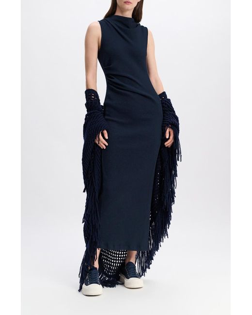 Dorothee Schumacher Blue Cotton Canvas Platform Sneakers With Flower Embroidery