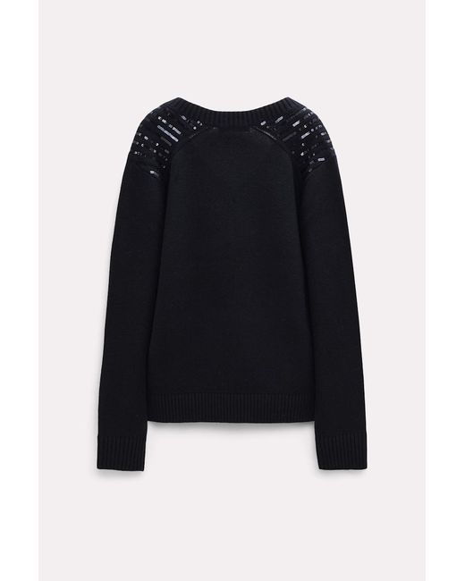Dorothee Schumacher Blue Sweater With Sequin Embroidery On The Shoulders