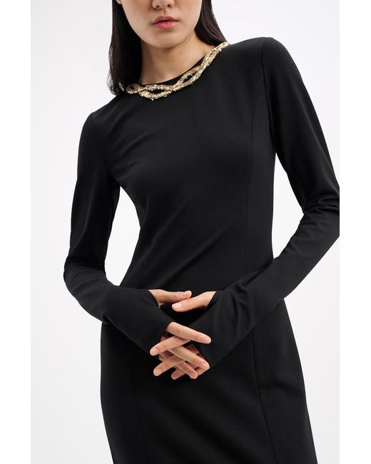 Dorothee Schumacher Black Long Dress With Sequin Embellishment