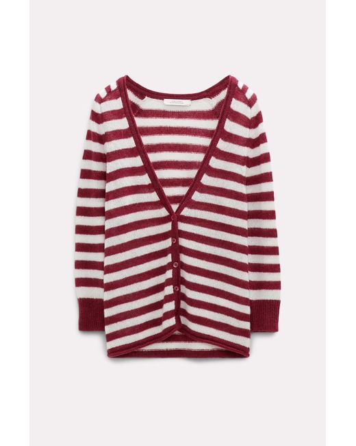 Dorothee Schumacher Red Striped Cardigan With A V-neckline