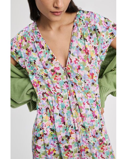 Dorothee Schumacher Multicolor Printed Ramie Cap Sleeve Maxi Dress