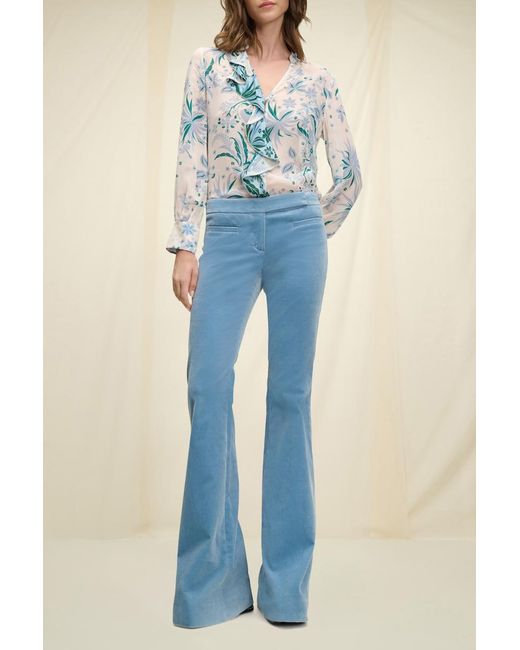 Dorothee Schumacher Blue Printed Viscose Patch Blouse With Flounces