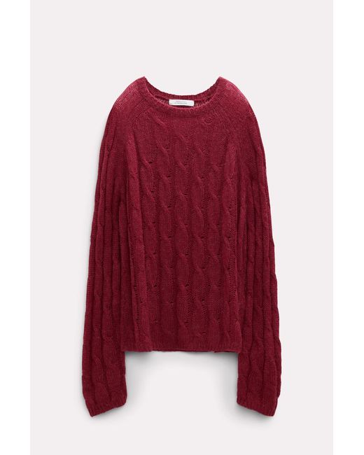 Dorothee Schumacher Red Transparent Turtleneck Sweater With Cable Pattern