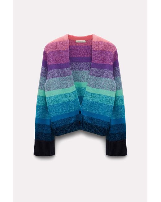 Dorothee Schumacher Blue Variegated Stripe Knit Sweater In Merino-cashmere