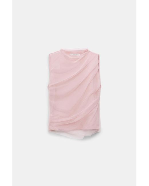Dorothee Schumacher Pink Punto Milano Top With Draped Tulle Overlay
