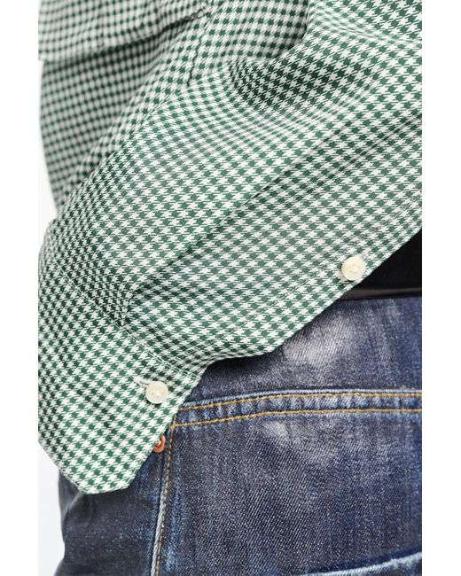 Dorothee Schumacher Green Gingham Print Silk-Viscose Blouse With Epaulettes