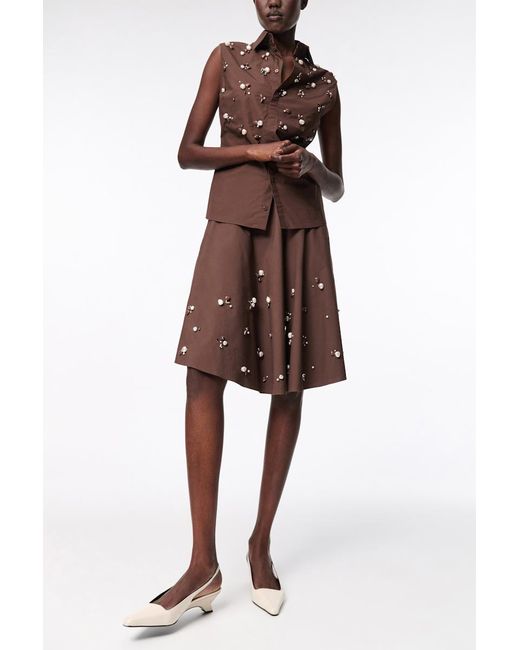 Dorothee Schumacher Brown Von Hand bestickte, ärmellose Bluse