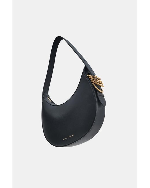 Dorothee Schumacher Black Half Moon Bag In Soft Calf Leather With D-ring Hardware