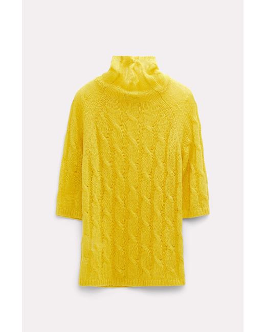 Dorothee Schumacher Yellow Transparent Turtleneck Sweater With Cable Pattern