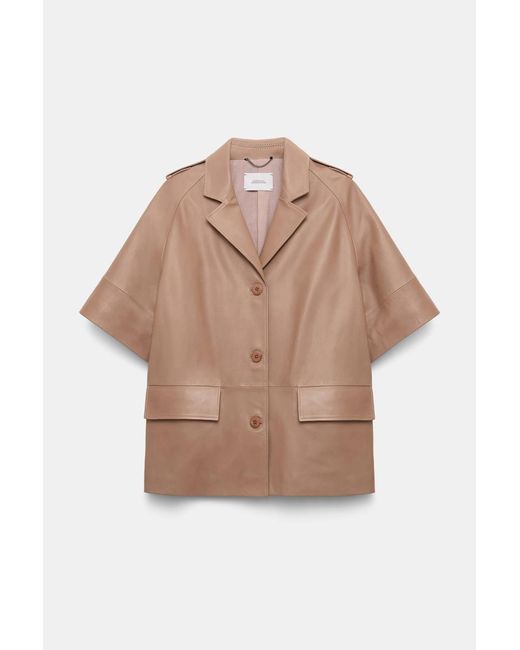 Dorothee Schumacher Brown Kurzmantel aus Lammleder mit Bindegürtel