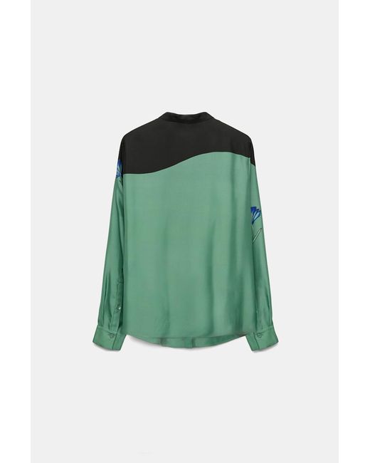 Dorothee Schumacher Green Silk Twill Blouse With Placement Print