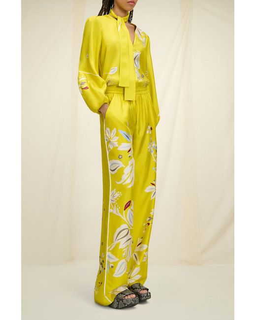 Dorothee Schumacher Yellow Floral Blouse With Shawl Detail