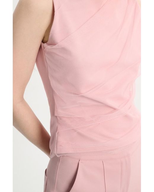 Dorothee Schumacher Pink Punto Milano Top With Draped Tulle Overlay