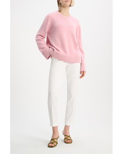 Dorothee Schumacher Pink Soft Round Neck Sweater In Stretch Cashmere