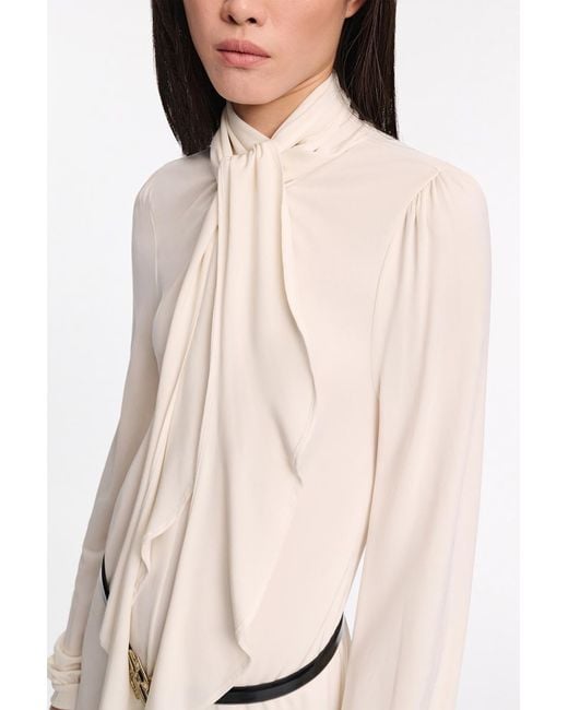 Dorothee Schumacher White Kleid aus fließendem Crêpe-Jersey mit Volant