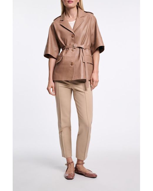 Dorothee Schumacher Brown Kurzmantel aus Lammleder mit Bindegürtel