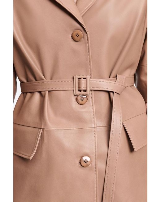 Dorothee Schumacher Brown Kurzmantel aus Lammleder mit Bindegürtel