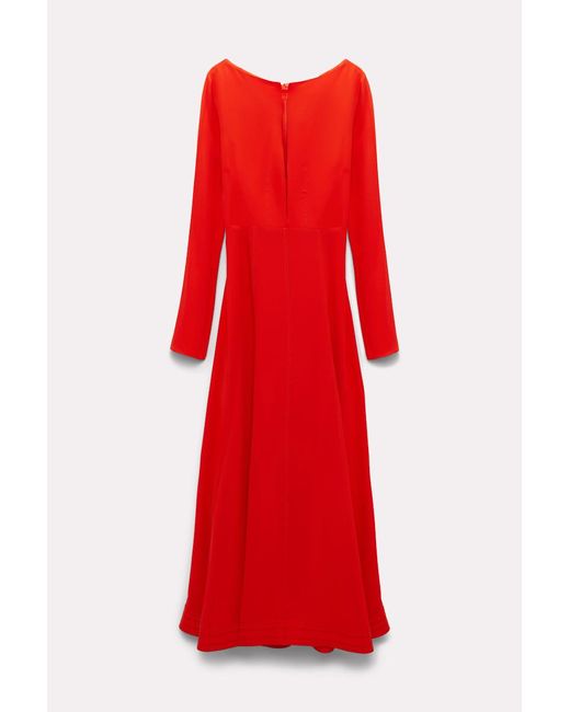 Dorothee Schumacher Red Silk Dress With Slit Neckline