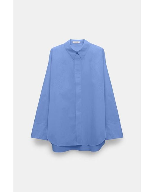 Dorothee Schumacher Blue Cotton Poplin Shirt With Xl Flower