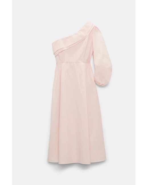 Dorothee Schumacher Pink Asymmetrisches Midi-Kleid mit Maxi-Blumenbrosche