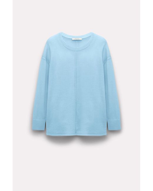 Dorothee Schumacher Blue Merino-silk Sweater With Exposed Seams